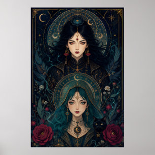 Witch Sisters – Gothic Art Nouveau Fantasy Poster