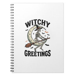 Witch Skeleton Graphic Witchy Greetings Vintage Ha Notebook