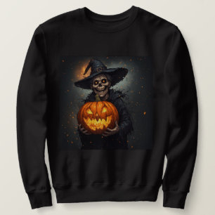 Witch Skeleton With Glowing Pumpkin Halloween 🎃 Sweatshirt