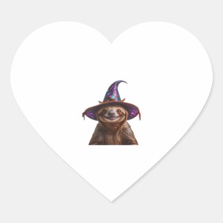 Witch Sloth Halloween trick or treat spooky pumpki Heart Sticker