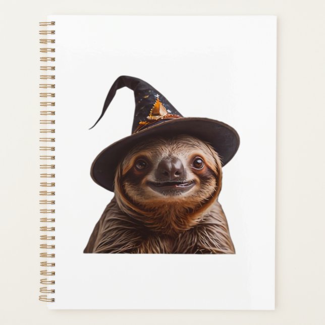 Witch Sloth Halloween trick or treat spooky pumpki Planner (Front)