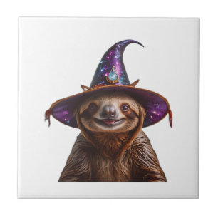 Witch Sloth Halloween trick or treat spooky pumpki Tile