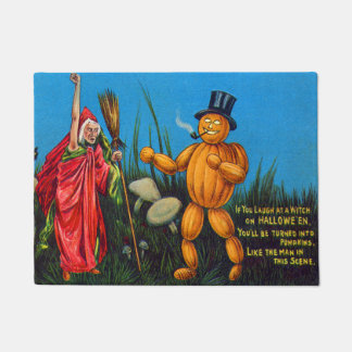 Witch Spell Jack O' Lantern Pumpkin Black Cat Doormat
