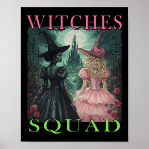 Witch Squad Halloween Witches Pink And Green Witch Poster