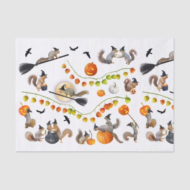 Witch squirrels Halloween Tissue Paper (Front)