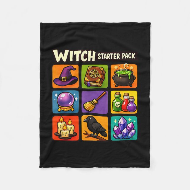 Witch starter pack funny magic witchcraft fleece blanket (Front)
