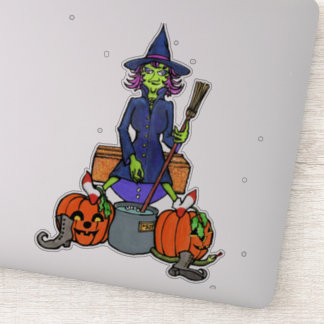 witch stirring a cauldron | Halloween monster