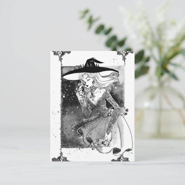 Witch Tarot Card Illustration Post Card (Standing Front)