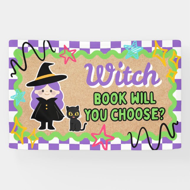 Witch Theme School Library Halloween Books Banner  (Horizontal)