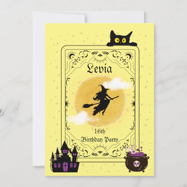 Witch-Themed 16th Birthday Invitation | Customise (Front)