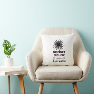 Witch Throw Pillow Bridget Bishop with Sun