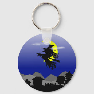 Witch Town Wicked Halloween Themed Design Key Ring
