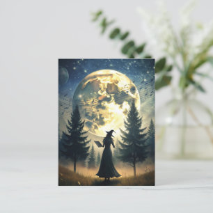 Witch Under Full Moon Enchanted Night Postcard