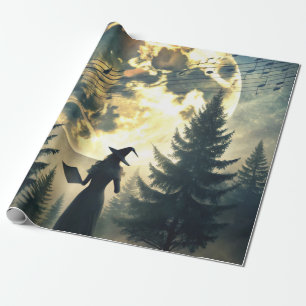 Witch Under Full Moon Enchanted Night Wrapping Paper