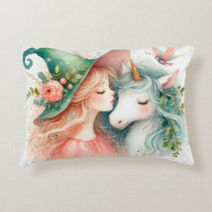 Witch Unicorn Fantasy Art Boho Aesthetic Decor Decorative Cushion