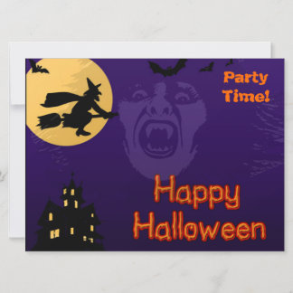 Witch, Vampire and Haunted House Invitation