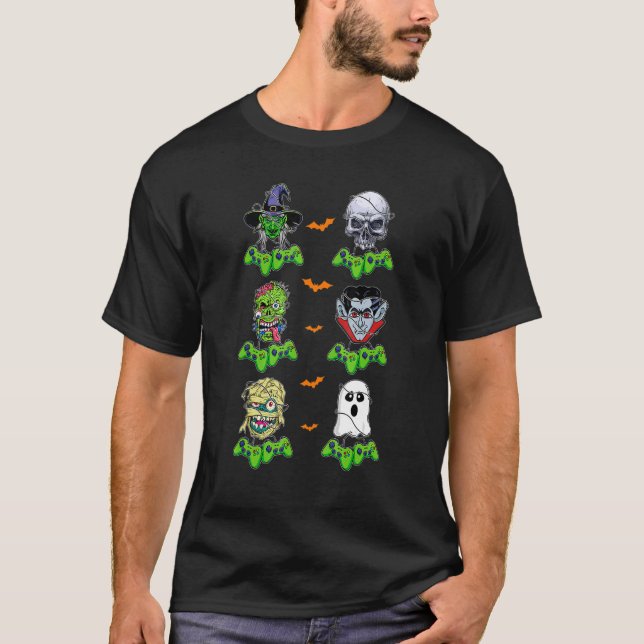 Witch Vampire Skull Zombie Controllers Halloween C T-Shirt (Front)