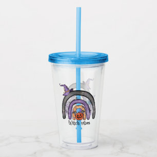 Witch Vibes – Black Rainbow, Purple Witch Hat Acrylic Tumbler