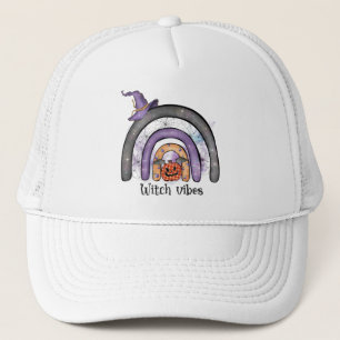 Witch Vibes Black Rainbow Trucker Hat