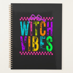 Witch Vibes Halloween Neon Chequered Bow Planner