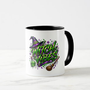 Witch Vibes Neon Green and Purple Witchcore Hallow Mug