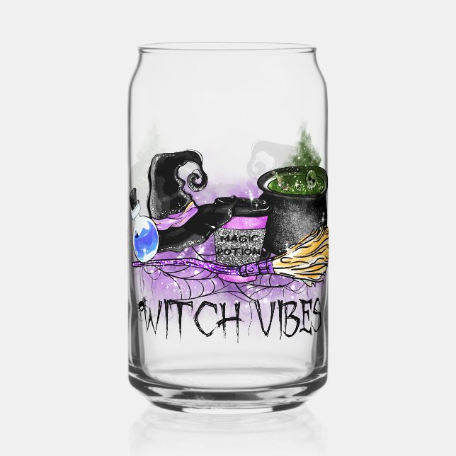 Witch Vibes - Spooky Halloween Coffee Can Glass (Front)