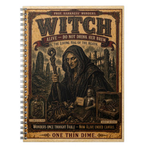 Witch, Vintage Circus Monster Notebook