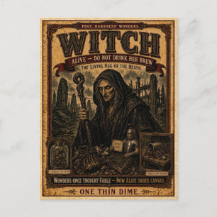 Witch, Vintage Circus Monster Postcard