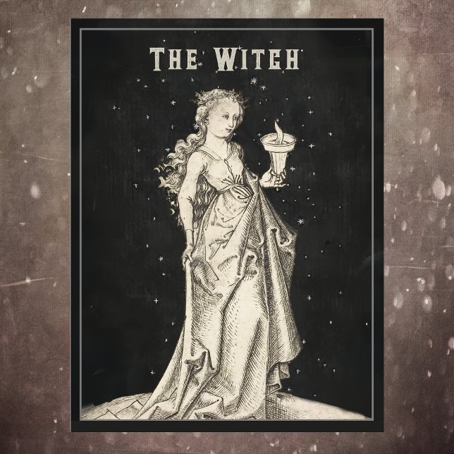 Witch Vintage Etching  Invitation Postcard (Creator Uploaded)