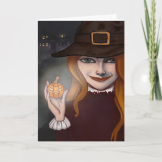 Witch w/Jack O'Lantern 5"x 7" fold over card