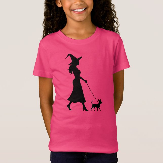 Witch Walking Chihuahua T-Shirt (Front)