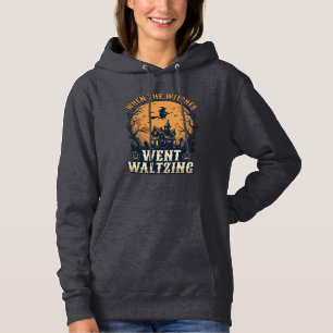 Witch Waltzing Halloween Vintage Engraving Design_ Hoodie