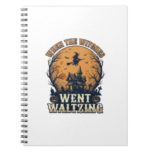 Witch Waltzing Halloween Vintage Engraving Design_ Notebook