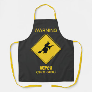 Witch Warning Halloween Apron