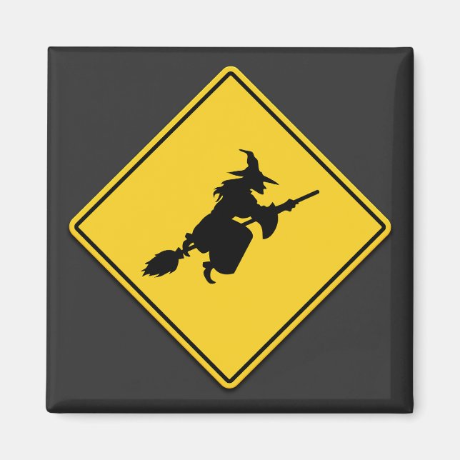 Witch Warning Halloween Magnet (Front)