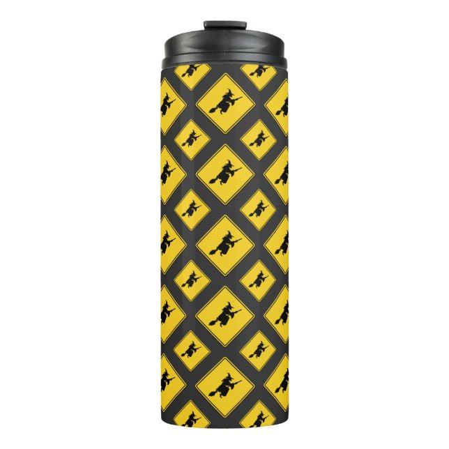Witch Warning Halloween Thermal Tumbler (Front)