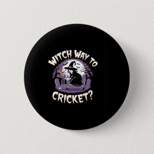 Witch Way To Cricket Funny Halloween Sports Cricke 6 Cm Round Badge
