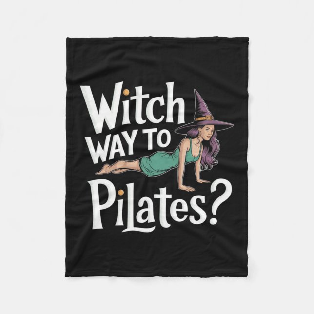 Witch Way To Lates Funny Halloween Lates Yoga Refo Fleece Blanket (Front)