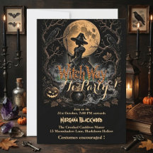 Witch Way to Party Full Moon Vintage Dark Night