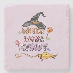 Witch Way to the Candy – Fun Halloween Stone Coaster