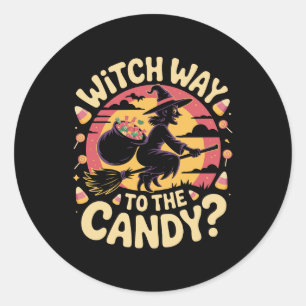 Witch Way to the Candy Halloween T-shirt Classic Round Sticker