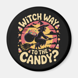 Witch Way to the Candy Halloween T-shirt Magnet
