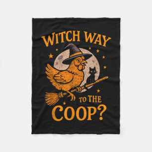 Witch way to the coop funny halloween chicken fleece blanket