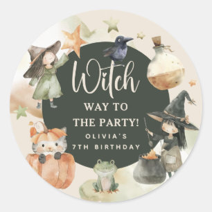 Witch Way to the Party' Kids Halloween Birthday Classic Round Sticker