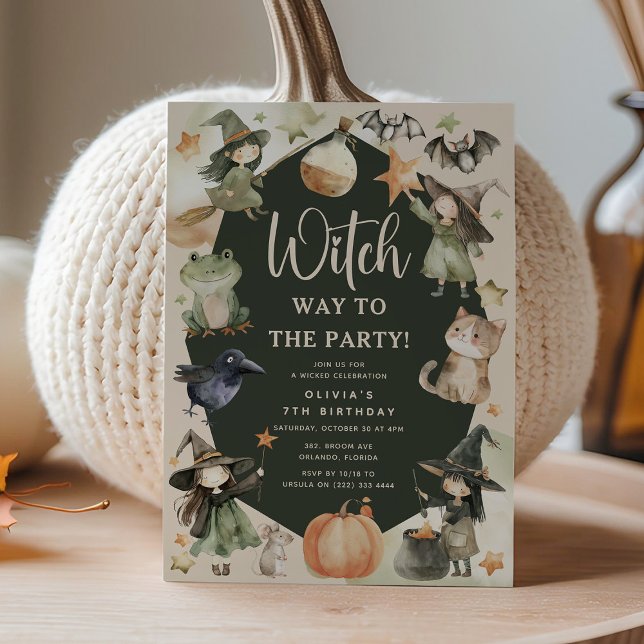 Witch Way to the Party' Kids Halloween Birthday Invitation (Creator Uploaded)