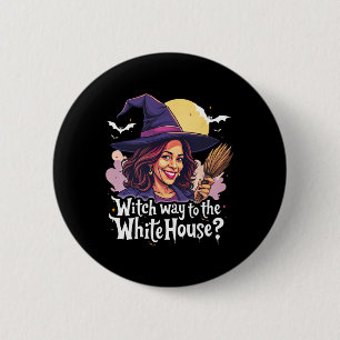 Witch Way To The White House Cat Lady Kamala Happy 6 Cm Round Badge