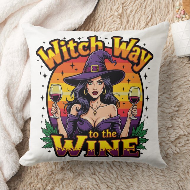 Witch Way To The Wine Cushion (Blanket)