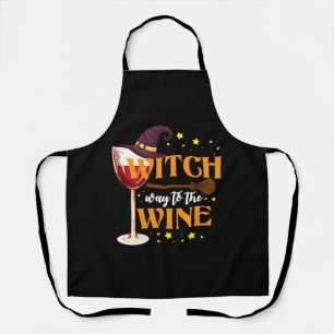 Witch Way To The Wine - Funny Halloween Wine Lover Apron