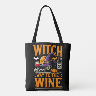 Witch Way to The Wine Halloween Costume Spooky Sea Tote Bag