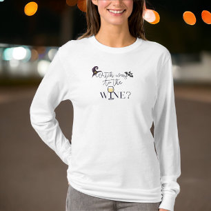 Witch Way to the Wine Witch Hat Bat Wine Glass T-Shirt